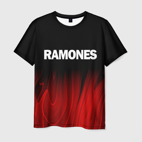 Мужская футболка 3D с принтом Ramones red plasma в Белгороде, 100% полиэфир | прямой крой, круглый вырез горловины, длина до линии бедер | Тематика изображения на принте: 