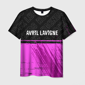Мужская футболка 3D с принтом Avril Lavigne rock legends: символ сверху в Екатеринбурге, 100% полиэфир | прямой крой, круглый вырез горловины, длина до линии бедер | 