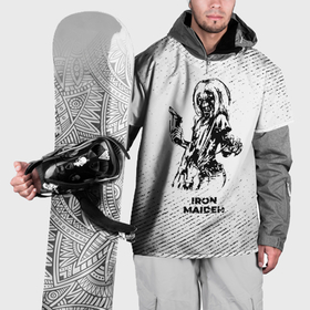 Накидка на куртку 3D с принтом Iron Maiden с потертостями на светлом фоне в Тюмени, 100% полиэстер |  | Тематика изображения на принте: 