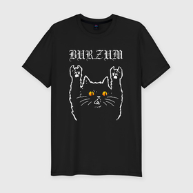 Мужская футболка хлопок Slim с принтом Burzum rock cat в Белгороде, 92% хлопок, 8% лайкра | приталенный силуэт, круглый вырез ворота, длина до линии бедра, короткий рукав | 