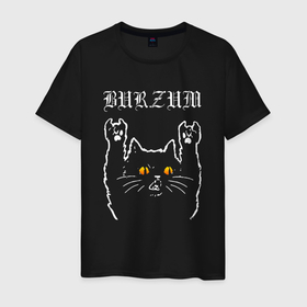 Мужская футболка хлопок с принтом Burzum rock cat в Новосибирске, 100% хлопок | прямой крой, круглый вырез горловины, длина до линии бедер, слегка спущенное плечо. | 