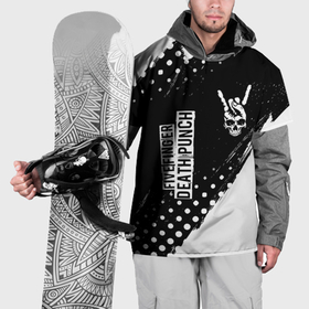 Накидка на куртку 3D с принтом Five Finger Death Punch и рок символ на темном фоне в Кировске, 100% полиэстер |  | Тематика изображения на принте: 