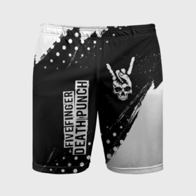 Мужские шорты спортивные с принтом Five Finger Death Punch и рок символ на темном фоне в Курске,  |  | 
