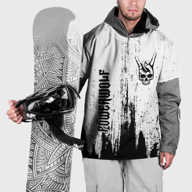 Накидка на куртку 3D с принтом Powerwolf и рок символ на светлом фоне , 100% полиэстер |  | Тематика изображения на принте: 