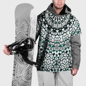 Накидка на куртку 3D с принтом Узор мандала в серых и зеленых тонах в Курске, 100% полиэстер |  | Тематика изображения на принте: 