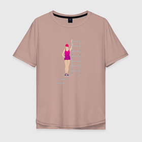 Мужская футболка хлопок Oversize с принтом Девушка в бассейне у лестницы в Петрозаводске, 100% хлопок | свободный крой, круглый ворот, “спинка” длиннее передней части | 