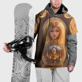 Накидка на куртку 3D с принтом Матрёшка девочка в Екатеринбурге, 100% полиэстер |  | 
