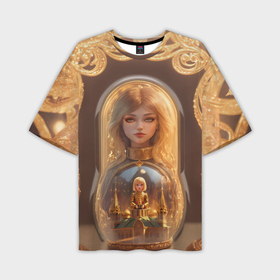 Мужская футболка oversize 3D с принтом Матрёшка девочка в Петрозаводске,  |  | 