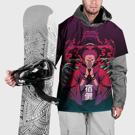 Накидка на куртку 3D с принтом Магическая битва Сукуна и монстр в Курске, 100% полиэстер |  | Тематика изображения на принте: 