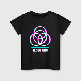 Детская футболка хлопок с принтом Elden Ring в стиле glitch и баги графики в Екатеринбурге, 100% хлопок | круглый вырез горловины, полуприлегающий силуэт, длина до линии бедер | 