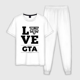 Мужская пижама хлопок с принтом GTA love classic в Екатеринбурге, 100% хлопок | брюки и футболка прямого кроя, без карманов, на брюках мягкая резинка на поясе и по низу штанин
 | 