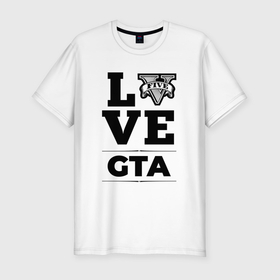 Мужская футболка хлопок Slim с принтом GTA love classic в Екатеринбурге, 92% хлопок, 8% лайкра | приталенный силуэт, круглый вырез ворота, длина до линии бедра, короткий рукав | 