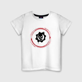 Детская футболка хлопок с принтом Символ Gears of War и красная краска вокруг в Санкт-Петербурге, 100% хлопок | круглый вырез горловины, полуприлегающий силуэт, длина до линии бедер | 