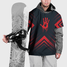 Накидка на куртку 3D с принтом Красный символ Death Stranding на темном фоне со стрелками в Санкт-Петербурге, 100% полиэстер |  | Тематика изображения на принте: 