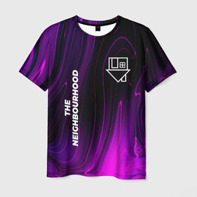 Мужская футболка 3D с принтом The Neighbourhood violet plasma в Белгороде, 100% полиэфир | прямой крой, круглый вырез горловины, длина до линии бедер | Тематика изображения на принте: 