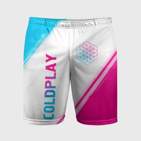 Мужские шорты спортивные с принтом Coldplay neon gradient style: надпись, символ ,  |  | 