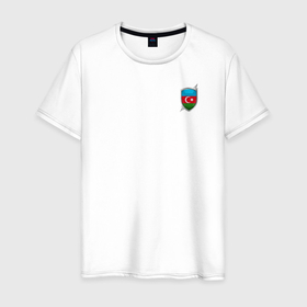 Мужская футболка хлопок с принтом Azerbaijan в Санкт-Петербурге, 100% хлопок | прямой крой, круглый вырез горловины, длина до линии бедер, слегка спущенное плечо. | Тематика изображения на принте: 