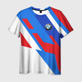 Мужская футболка 3D с принтом BMW m colors в Петрозаводске, 100% полиэфир | прямой крой, круглый вырез горловины, длина до линии бедер | 