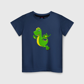 Детская футболка хлопок с принтом Добрый дракончик в Курске, 100% хлопок | круглый вырез горловины, полуприлегающий силуэт, длина до линии бедер | 