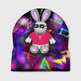Шапка 3D с принтом Кролик в футболке в Курске, 100% полиэстер | универсальный размер, печать по всей поверхности изделия | 
