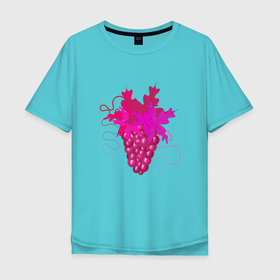 Мужская футболка хлопок Oversize с принтом Розовый виноград , 100% хлопок | свободный крой, круглый ворот, “спинка” длиннее передней части | 