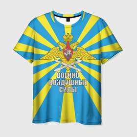 Мужская футболка 3D с принтом ВВС   Военно Воздушные Силы в Петрозаводске, 100% полиэфир | прямой крой, круглый вырез горловины, длина до линии бедер | 