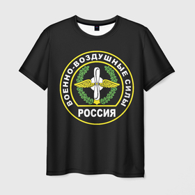 Мужская футболка 3D с принтом ВВС   Россия в Курске, 100% полиэфир | прямой крой, круглый вырез горловины, длина до линии бедер | 