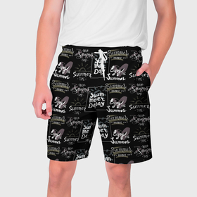Мужские шорты 3D с принтом Hello summer time в Тюмени,  полиэстер 100% | прямой крой, два кармана без застежек по бокам. Мягкая трикотажная резинка на поясе, внутри которой широкие завязки. Длина чуть выше колен | Тематика изображения на принте: 