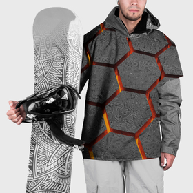 Накидка на куртку 3D с принтом Металлические плиты и лава в Белгороде, 100% полиэстер |  | 