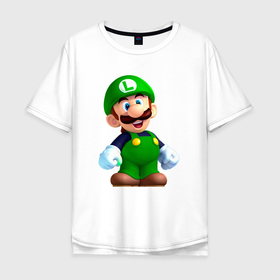 Мужская футболка хлопок Oversize с принтом Марио   Луиджи в Тюмени, 100% хлопок | свободный крой, круглый ворот, “спинка” длиннее передней части | 