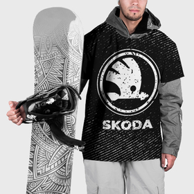 Накидка на куртку 3D с принтом Skoda с потертостями на темном фоне в Тюмени, 100% полиэстер |  | Тематика изображения на принте: 