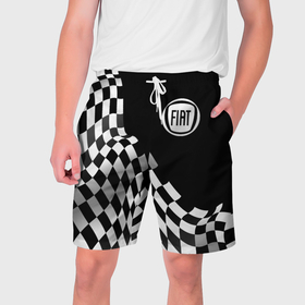 Мужские шорты 3D с принтом Fiat racing flag в Курске,  полиэстер 100% | прямой крой, два кармана без застежек по бокам. Мягкая трикотажная резинка на поясе, внутри которой широкие завязки. Длина чуть выше колен | 