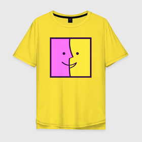 Мужская футболка хлопок Oversize с принтом Позитивный квадрат , 100% хлопок | свободный крой, круглый ворот, “спинка” длиннее передней части | 