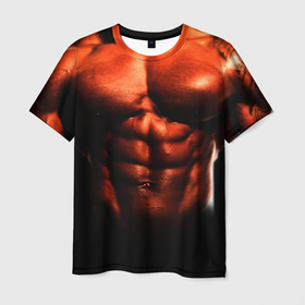 Мужская футболка 3D с принтом Мускулситое тело в Кировске, 100% полиэфир | прямой крой, круглый вырез горловины, длина до линии бедер | 