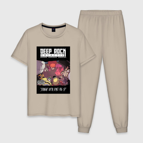 Мужская пижама хлопок с принтом Deep Rock Galactic team в Кировске, 100% хлопок | брюки и футболка прямого кроя, без карманов, на брюках мягкая резинка на поясе и по низу штанин
 | Тематика изображения на принте: 