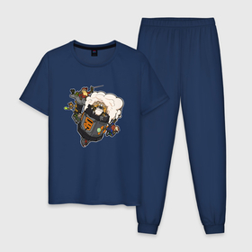 Мужская пижама хлопок с принтом Бригада Deep Rock Galactic в Кировске, 100% хлопок | брюки и футболка прямого кроя, без карманов, на брюках мягкая резинка на поясе и по низу штанин
 | 