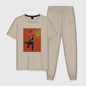 Мужская пижама хлопок с принтом Deep Rock Galactic   Drone Operator в Кировске, 100% хлопок | брюки и футболка прямого кроя, без карманов, на брюках мягкая резинка на поясе и по низу штанин
 | 