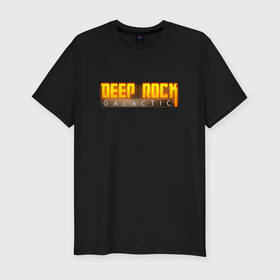 Мужская футболка хлопок Slim с принтом Deep Rock Galactic logo в Петрозаводске, 92% хлопок, 8% лайкра | приталенный силуэт, круглый вырез ворота, длина до линии бедра, короткий рукав | Тематика изображения на принте: 