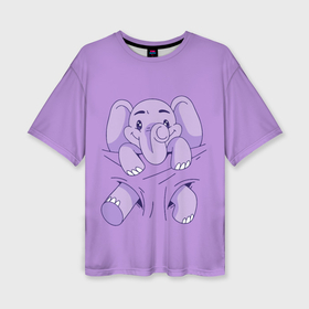 Женская футболка oversize 3D с принтом Слоненок в кармане в Тюмени,  |  | 