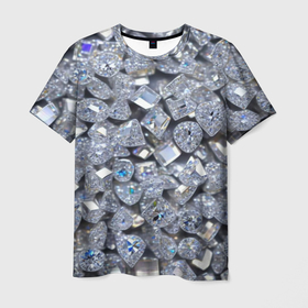 Мужская футболка 3D с принтом Россыпь бриллиантов в Новосибирске, 100% полиэфир | прямой крой, круглый вырез горловины, длина до линии бедер | Тематика изображения на принте: 
