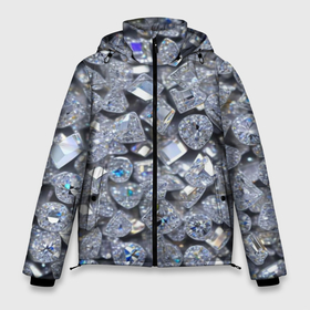 Мужская зимняя куртка 3D с принтом Россыпь бриллиантов в Новосибирске, верх — 100% полиэстер; подкладка — 100% полиэстер; утеплитель — 100% полиэстер | длина ниже бедра, свободный силуэт Оверсайз. Есть воротник-стойка, отстегивающийся капюшон и ветрозащитная планка. 

Боковые карманы с листочкой на кнопках и внутренний карман на молнии. | Тематика изображения на принте: 