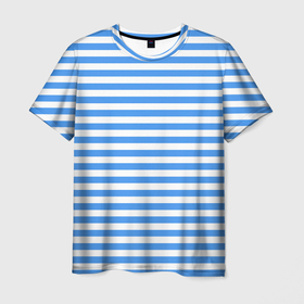 Мужская футболка 3D с принтом Тельняшка васильковая ВДВ в Кировске, 100% полиэфир | прямой крой, круглый вырез горловины, длина до линии бедер | 