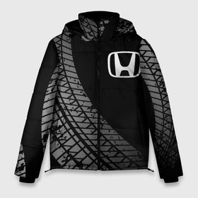 Мужская зимняя куртка 3D с принтом Honda tire tracks в Санкт-Петербурге, верх — 100% полиэстер; подкладка — 100% полиэстер; утеплитель — 100% полиэстер | длина ниже бедра, свободный силуэт Оверсайз. Есть воротник-стойка, отстегивающийся капюшон и ветрозащитная планка. 

Боковые карманы с листочкой на кнопках и внутренний карман на молнии. | 