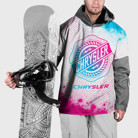 Накидка на куртку 3D с принтом Chrysler neon gradient style в Екатеринбурге, 100% полиэстер |  | Тематика изображения на принте: 