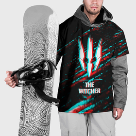 Накидка на куртку 3D с принтом The Witcher в стиле glitch и баги графики на темном фоне , 100% полиэстер |  | Тематика изображения на принте: 