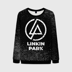 Мужской свитшот 3D с принтом Linkin Park с потертостями на темном фоне в Курске, 100% полиэстер с мягким внутренним слоем | круглый вырез горловины, мягкая резинка на манжетах и поясе, свободная посадка по фигуре | Тематика изображения на принте: 