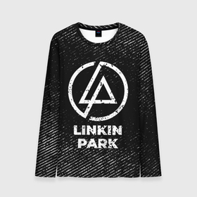 Мужской лонгслив 3D с принтом Linkin Park с потертостями на темном фоне в городе Новоалтайск, 100% полиэстер | длинные рукава, круглый вырез горловины, полуприлегающий силуэт | 
