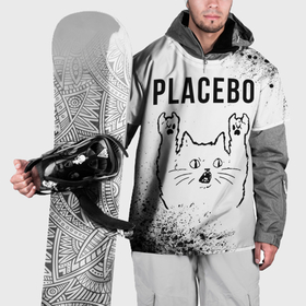 Накидка на куртку 3D с принтом Placebo рок кот на светлом фоне в Петрозаводске, 100% полиэстер |  | 