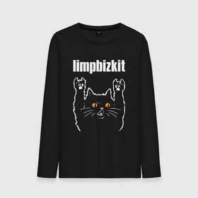 Мужской лонгслив хлопок с принтом Limp Bizkit rock cat в Кировске, 100% хлопок |  | Тематика изображения на принте: 