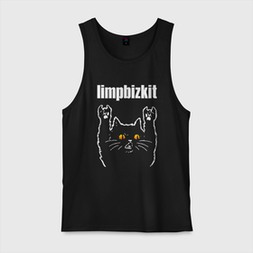 Мужская майка хлопок с принтом Limp Bizkit rock cat в Петрозаводске, 100% хлопок |  | 